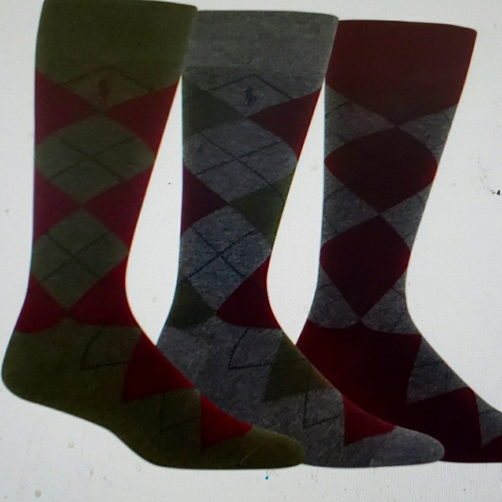 3 pairs Ralph Lauren Polo argyle   socks